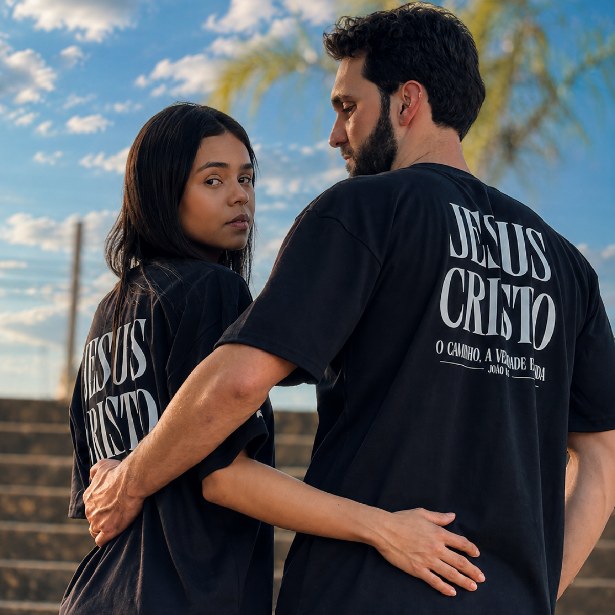 Camiseta Oversized Jesus Cristo — Preta - foto 5